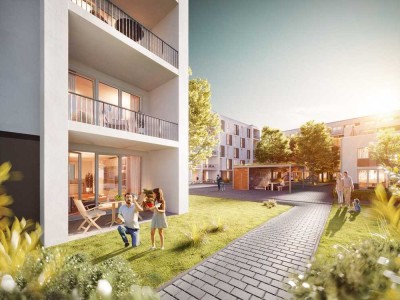 Neubau - Erstbezug mit Balkon und Einbauküche: Stilvolle 4-Zimmer-Wohnung