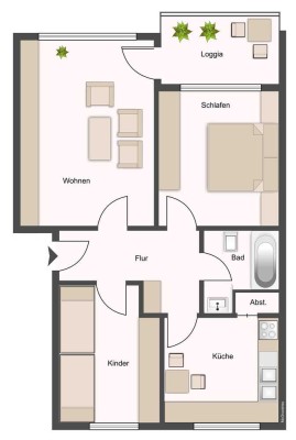 Telgte: Helle 3-Zimmer-Wohnung mit attraktivem SW-Balkon
