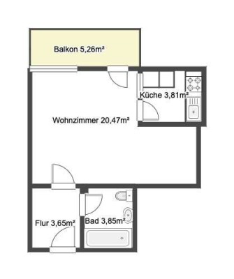 Sehr gepflegte 1-Zimmer-Wohnung mit Balkon in Prien am Chiemsee