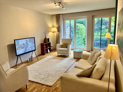 Moderne, vollmöblierte Wohnung mit Garten in Hamburg-Marienthal