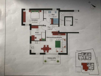 Moderne 3-Zimmer-Wohnung mit Balkon im 2. OG in Michelbach an der Bilz