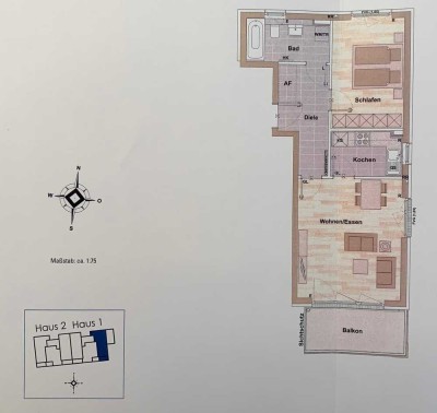 Neuwertige 2-Raum-Wohnung mit Balkon und Einbauküche