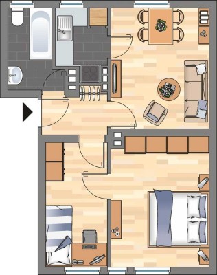 2-Zimmer-Wohnung in Wilhelmshaven Fedderwardergroden