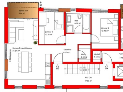 Exklusive 3-Zimmerwohnung mit Balkon in Pfinztal