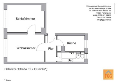 Kleine lichtdurchflutete 2-Raum-Wohnung