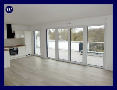 2-Zimmer-Penthouse mit Blick ins Grüne, Dachterrasse, Einbauküche, gute Raumaufteilung