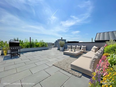 PROVISIONSFREI - NEUBAU | Klimatisierte 4-Zimmer Dachgeschoss-Traum mit Anninger-Blick &amp; riesiger Dachterrasse im Zentrum