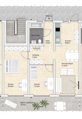 Großzügige 3-Zimmer Wohnung mit Balkon im Grünen