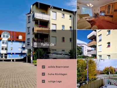 Top Lage | solide vermietet | 2-Raum-Wohnung mit Balkon | Stellplatz | Tageslichtbad