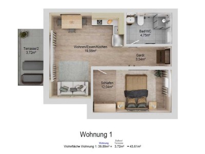 2-Zimmer Wohnung im Erdgeschoss mit Westterrasse // barrierefrei