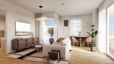 „Village im Dritten – PEAK HOMES“ Bezugsfertige 2-Zimmer Eigentumswohnung mit zwei großen Balkonen (Provisionsfrei) Top 63