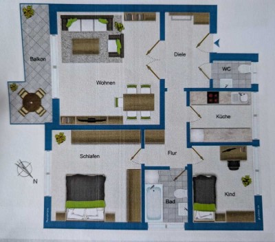 Sehr gepflegte und lichtdurchflutete 3 Zimmer Eigentumswohnung mit Loggia in Mülheim an der Ruhr