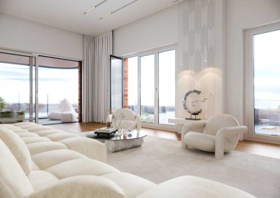 Glitzerndes Havel-Panorama: Stilvolle 4-Zimmer-Neubauwohnung mit Loggia - 2 Bädern - direkt am Wasse