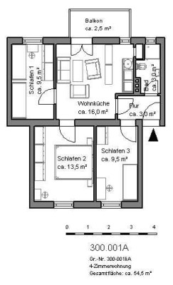 Gemütliche 2,5-Zimmer-Wohnung mit Balkon und Tageslichtbad