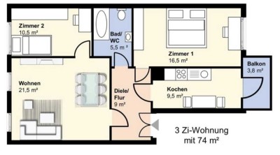 Freundliche 3-Zimmer-Wohnung in Auerbach/Vogtl.