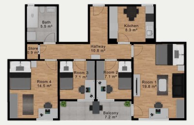 Gepflegte 4-Zimmerwohnung mit hochwertiger Einbauküche und sonnigen Balkon