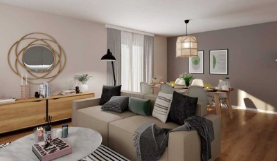 Komfortabel ausgestattete Wohnung mit zwei Bädern, Balkon und Keller
