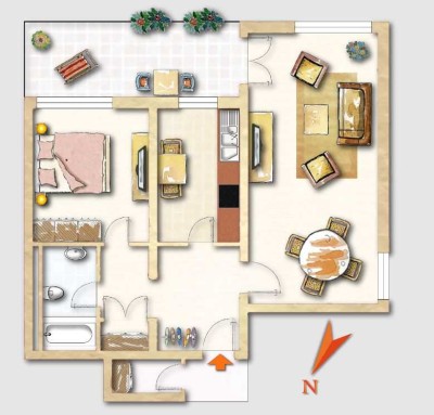 Gut geschnittene 2ZKB mit großem Balkon in Bad Wilhelmshöhe als stabile Kapitalanlage