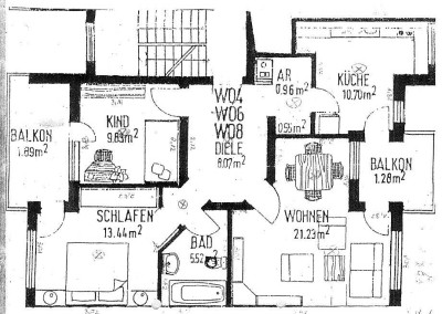 3-Zimmer-Wohnung mit zwei Balkonen und PKW-Stellplatz in Bischofsheim