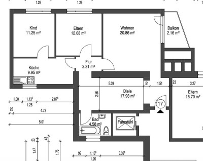 3-Zimmer-Wohnung saniert mit Balkon