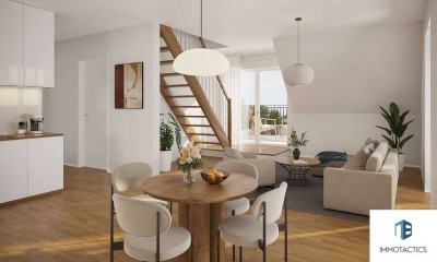 Boutique-Wohnen: Maisonette mit Terrasse im Zweiparteienhaus -Energiekl A - Erstbezug nach Sanierung