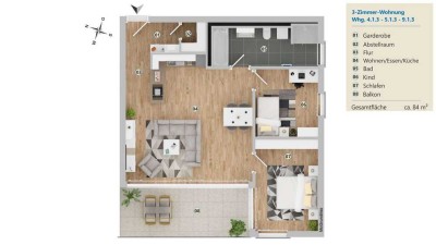 NaturELLA Familienfreundliche 3 Zimmer - Wohnung