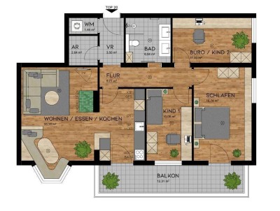 Wohnung in Top- Lage mit 92m²