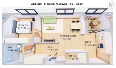 Möblierte, helle 2-Zimmer-DG-Wohnung mit Loggia in Kaufbeuren