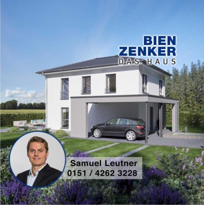 Bauen mit Bien-Zenker: moderne Stadtvilla und Design-Carport in Bammental