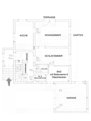 PROVISIONSFREIE, 2-ZI.Whng. mit GARAGE, TERRASSE, KELLER und GARTEN