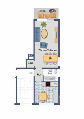 Helle 1-Zimmer Wohnung in Essen-Freisenbruch