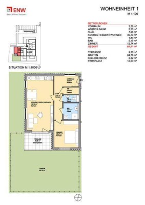 Geförderte 2-Zimmer-Mietwohnung mit Gartenanteil