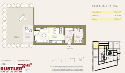 Genießen Sie das Grüne im Projekt Schlosspark | 1-Zimmerwohnung mit Terrasse und Garten