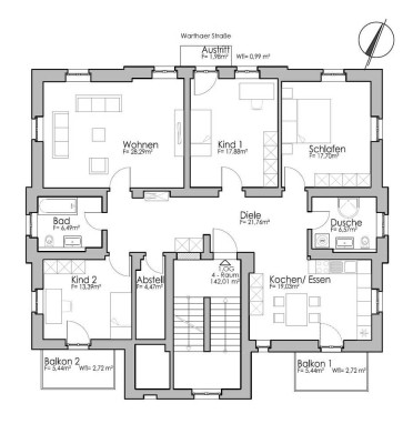 Kleiner Aufwand, große Wohnung! Tolle 4-Zimmer, drei Balkone, zwei Tageslicht-Bäder und Stellplatz!