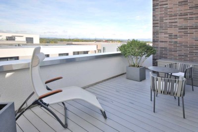 Stilvolle 3-Zimmer-Wohnung mit traumhafter Dachterrasse im Franklin-Areal