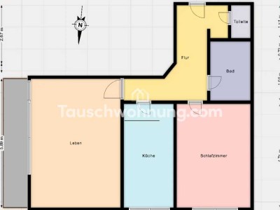 Tauschwohnung: Biete 2 Zi suche 3 Zimmer oder mehr