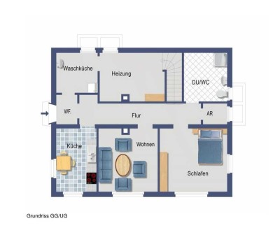 Vermietet wird eine helle 2 Zimmer wohnung  Einliegerwohnung mit separate Abstellkammer und EBK Tera