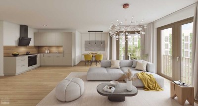 Neubau-Erstbezug: Stilvolle 4-Zimmer-Wohnung mit Balkon in urbanem Stadtquartier