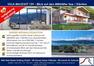 WEIHNACHTSAKTION - Exklusive Seeblick-Wohnung in Kärnten mit Parkett, Terrasse &amp; Luxusausstattung für € 900.000,-