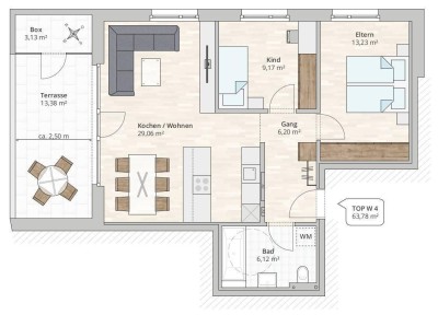 Tolle 3-Zimmer-Terrassenwohnung (TOP 4) in Rankweil-Brederis, Wollgrasweg