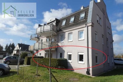 FÜR KAPITALANLEGER, VERMIETETE 2-R-EG-Whg. mit Süd-Ost-Terrasse, Tageslichtbad, PKW-Stellpl. am Haus