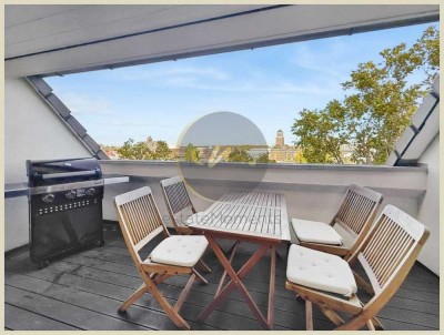 Moderne Dachgeschosswohnung mit großem und kleinen Dachbalkon sowie Aufzugsanbindung
