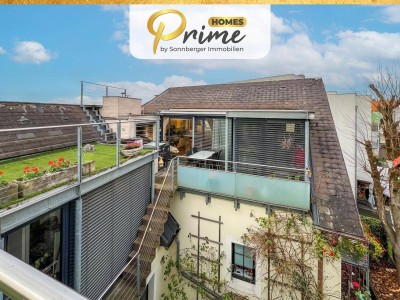 HISTORISCHES ATRIUM – Penthouse mit Dachterrasse und Schlossblick in Ebelsberg