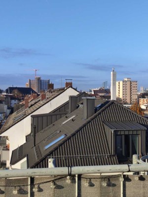 Panoramablick von Offenbach zur EZB:  großzügige moderne Maisonette-Wohnung (Balkon/EBK/Tiefgarage)