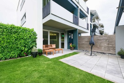 Hochwertige 3-Zimmer-Erdgeschosswohnung mit Garten in kleiner Wohneinheit