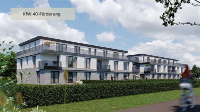 Mit KfW-Förderung zum Eigentum - Neubau-Penthousewohnung mit großer Dachterrasse und TG-Stellplätzen