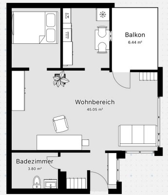 Nachmieter gesucht: 1,5 Zimmer Wohnung unmöbliert