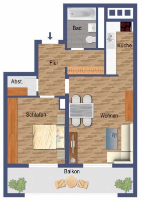 Sehr schöne- 2 Zimmerwohnung in der Grevenbroicher-Südtsadt!