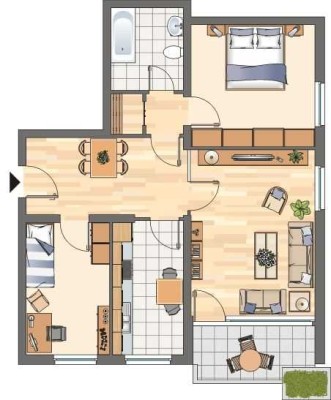3-Zimmer-Wohnung in Kamen Methler - gr. Dusche - Balkon