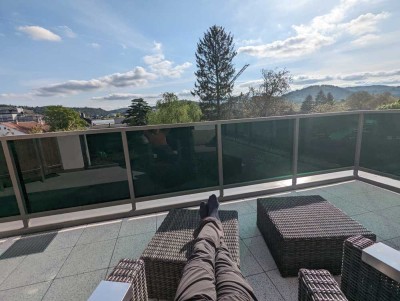 Penthousewohnung in citynaher Lage mit Dachterrasse und Panoramablick auf die Bergstraße